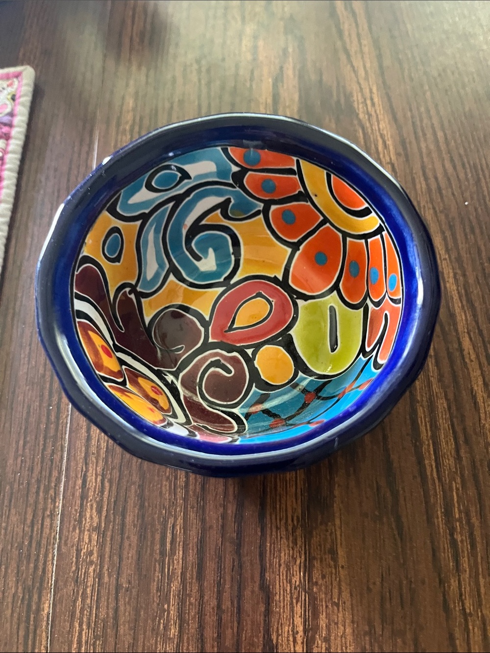 Hand-Painted Multicolor Ceramic Bowl - Vibrant Floral Design